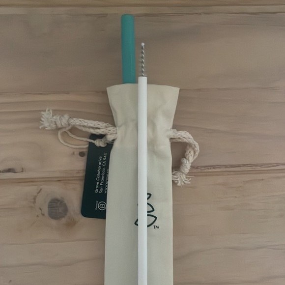 GROVE reusable silicone straws set of 4 with cleaning brush NEW - Picture 8 of 9